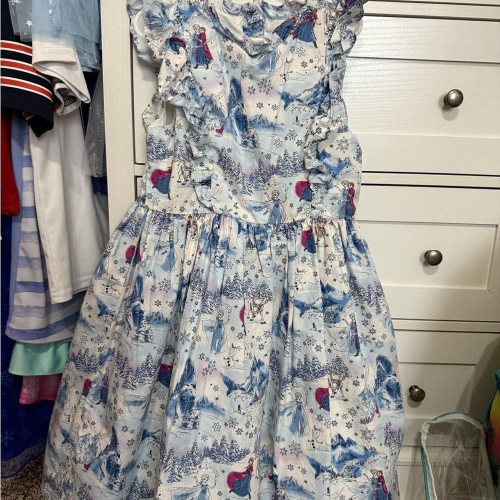 Disney x Janie and Jack Blue and White Kids Frozen Elsa Dress